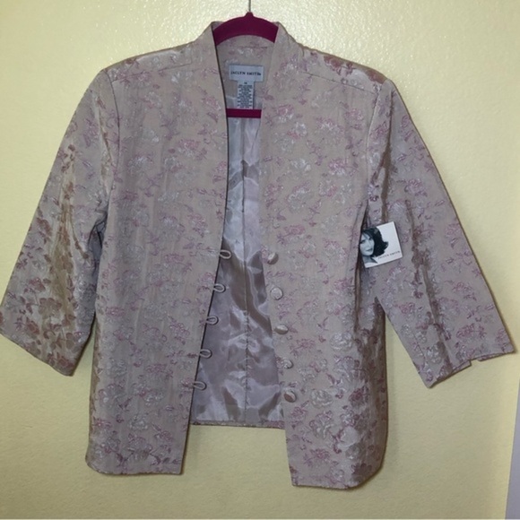 JACLYN Smith pink ivory floral jacket blazer size 14‎ - Picture 2 of 7